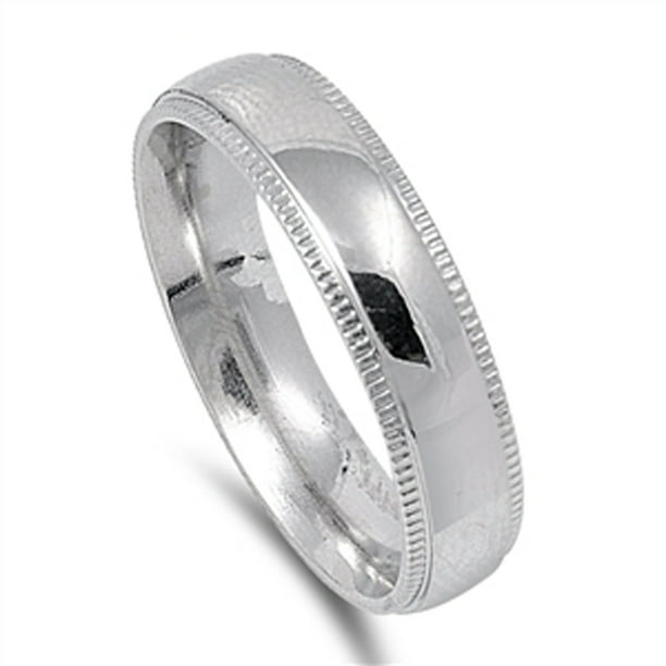 316L Stainless Steel Milgrain Edge Wedding Band Stacking Stacker Ring 4 mm 